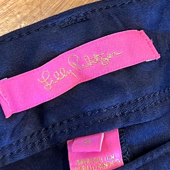 🌸 Lilly Pulitzer Worth Skinny Jean Silk Sateen Pant Midnight Navy Blue 2 - Picture 5 of 10